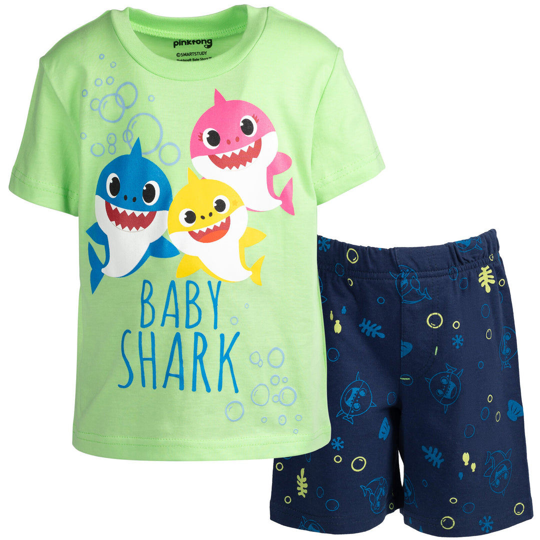 Conjunto de camiseta Pinkfong Baby Shark y pantalones cortos de felpa francesa