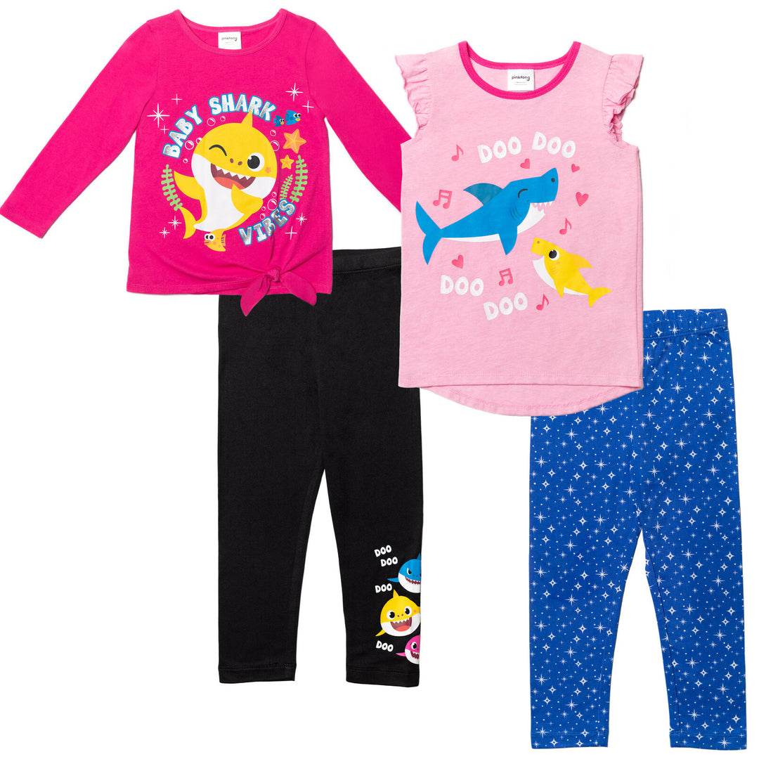 Pinkfong Baby Shark 4 Piece Short Long Sleeve T-Shirt and Leggings