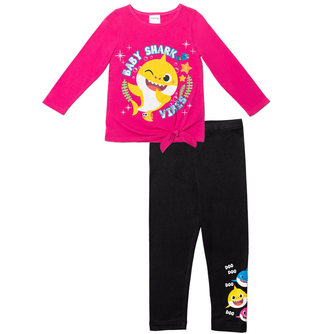 Pinkfong Baby Shark 4 Piece Short Long Sleeve T-Shirt and Leggings