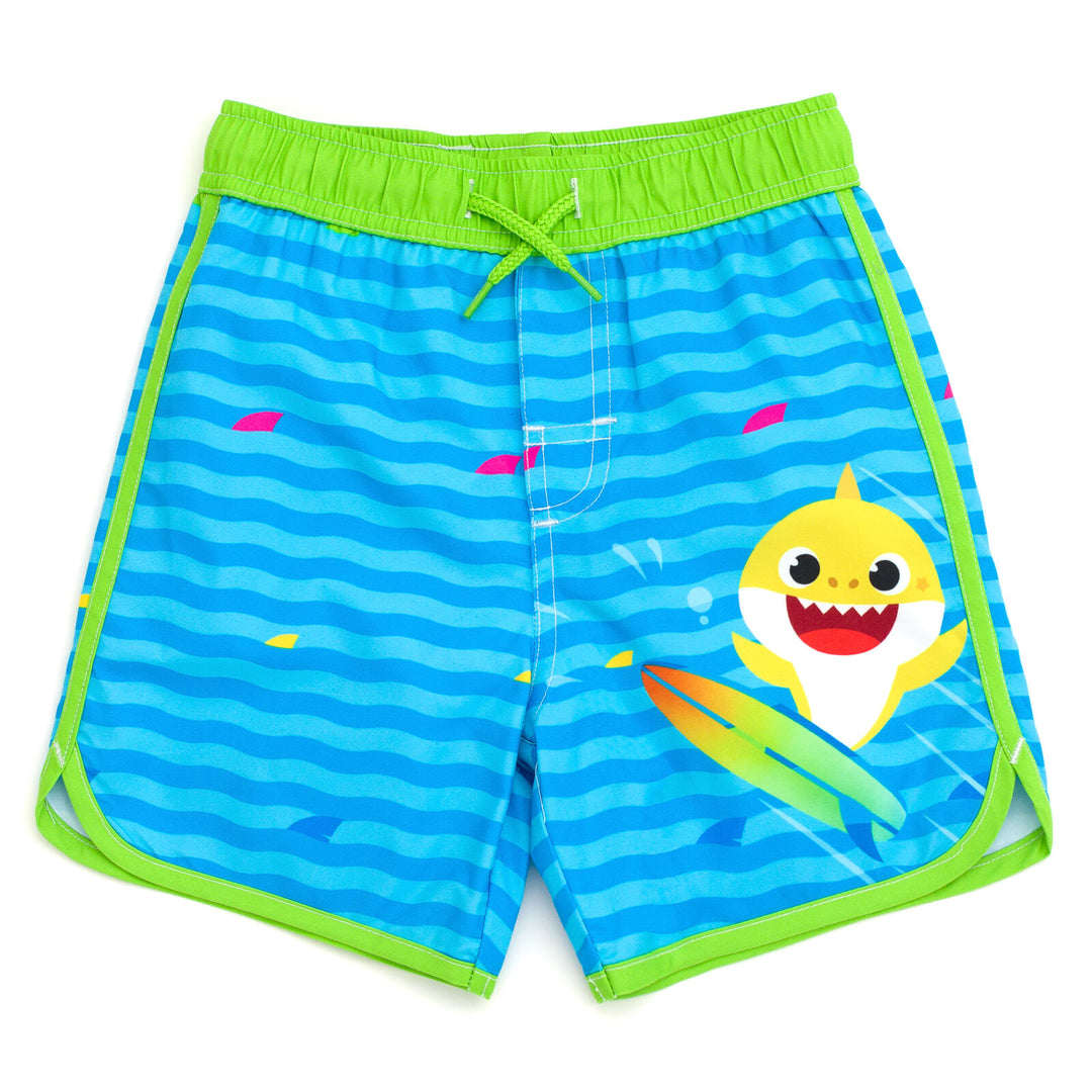 Pinkfong Baby Shark UPF 50+ Rash Guard Swim Trunks Outfit Set