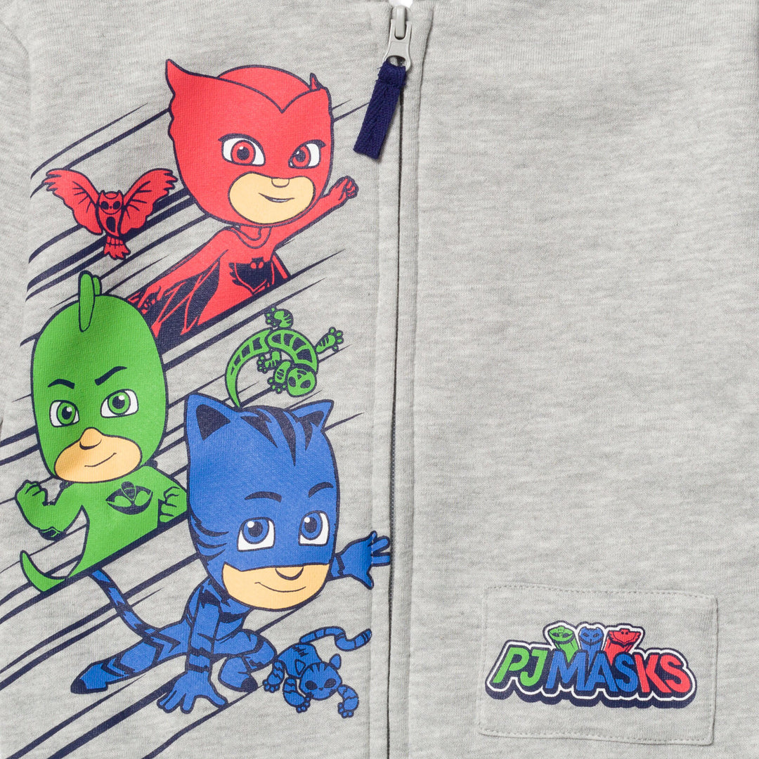 PJ Masks Gekko Owlette Catboy - Sudadera con capucha de forro polar con cremallera para niños pequeños a niños grandes