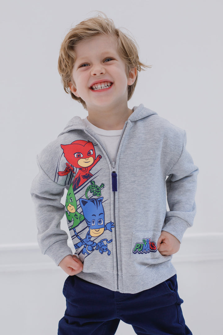 PJ Masks Gekko Owlette Catboy - Sudadera con capucha de forro polar con cremallera para niños pequeños a niños grandes