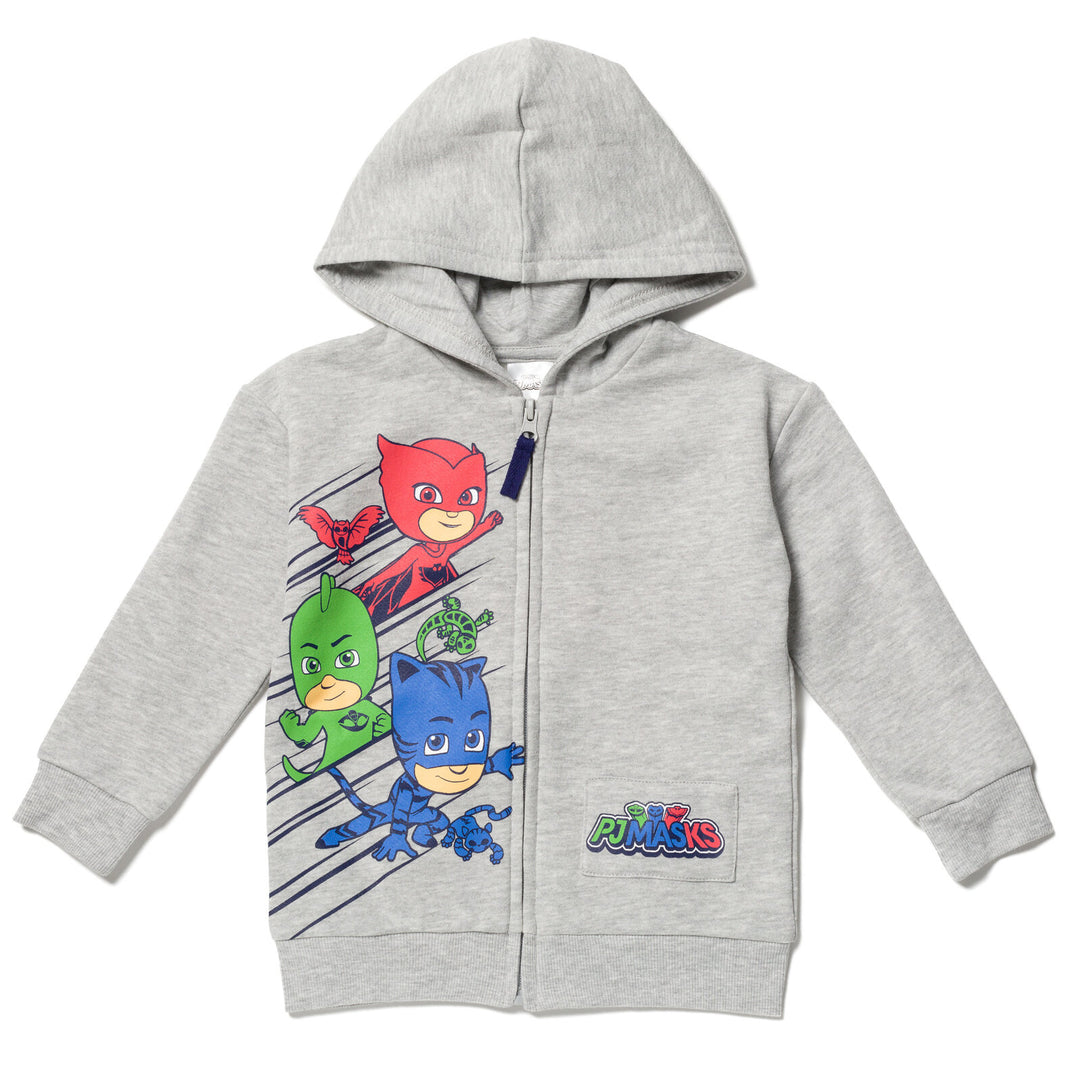 PJ Masks Gekko Owlette Catboy - Sudadera con capucha de forro polar con cremallera para niños pequeños a niños grandes