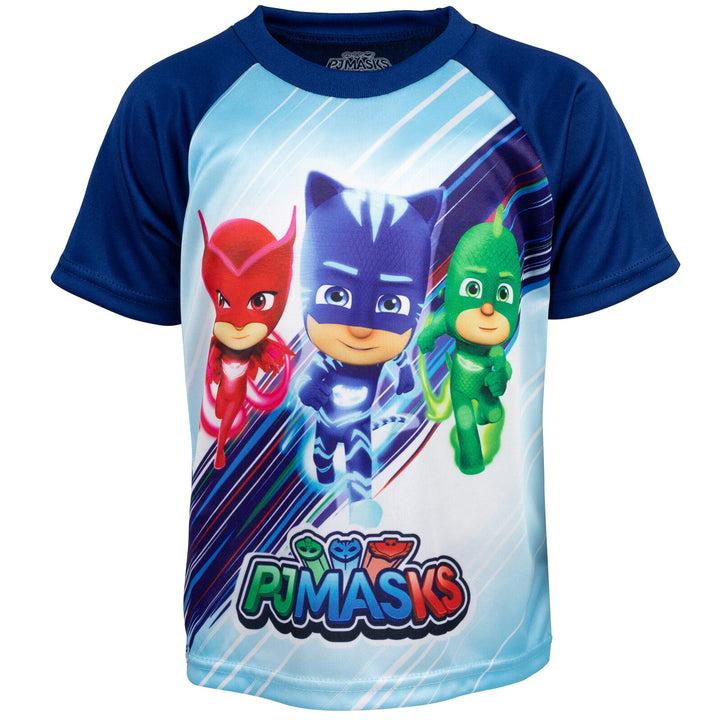 Conjunto de 3 piezas de PJ Masks: camiseta sin mangas y pantalones cortos de felpa francesa