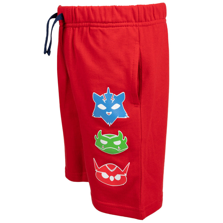 Conjunto de 3 piezas de PJ Masks: camiseta sin mangas y pantalones cortos de felpa francesa