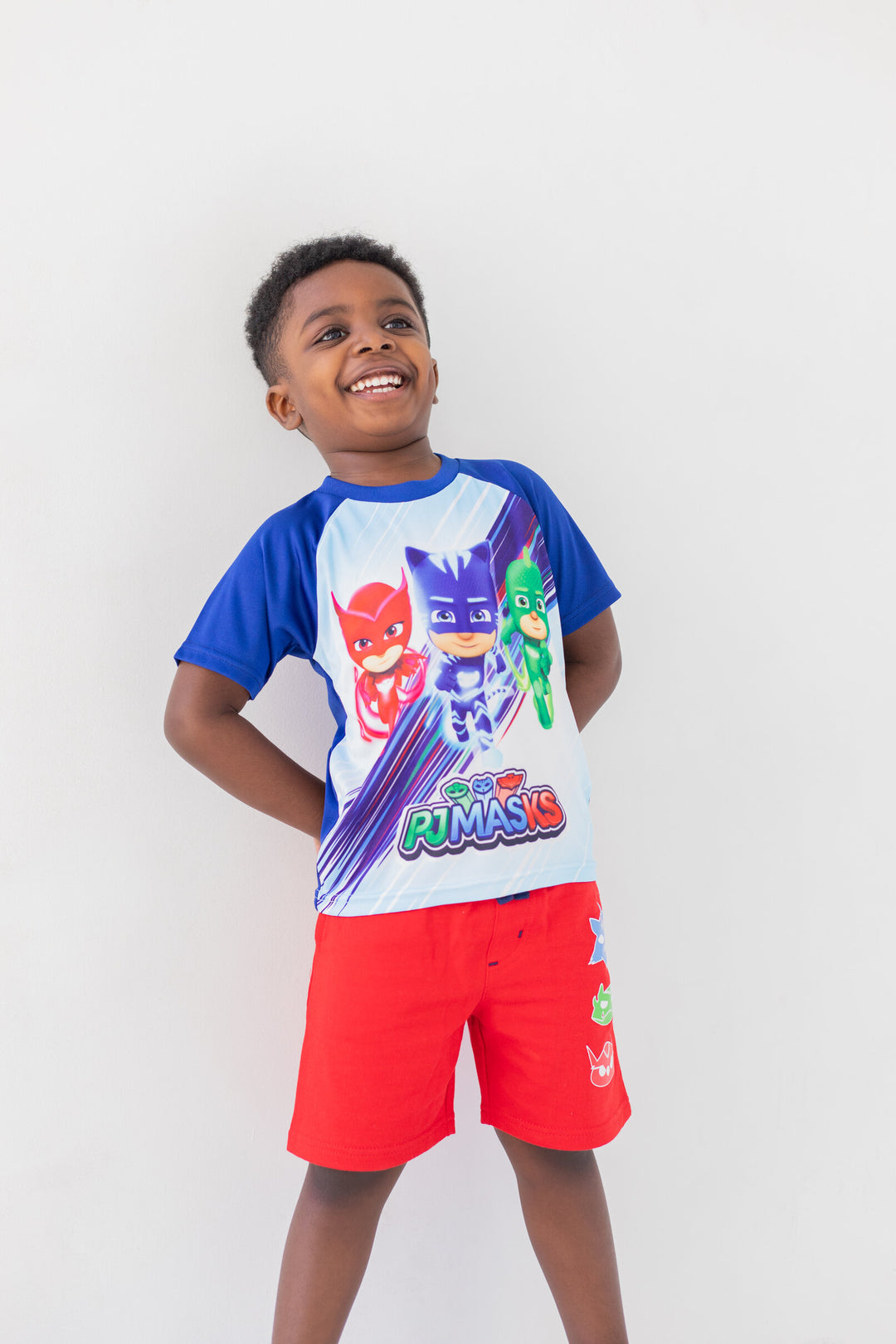 Conjunto de 3 piezas de PJ Masks: camiseta sin mangas y pantalones cortos de felpa francesa