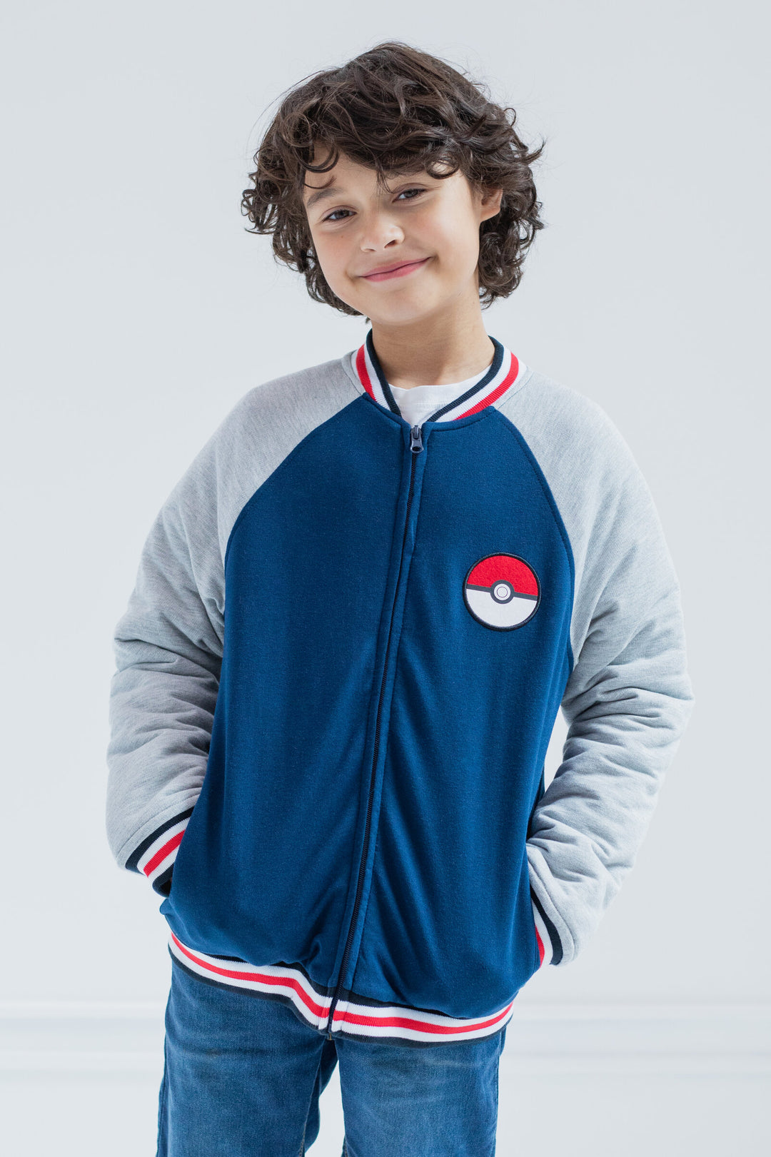 Pokemon French Terry Zip Up Varsity Bomber Jacket