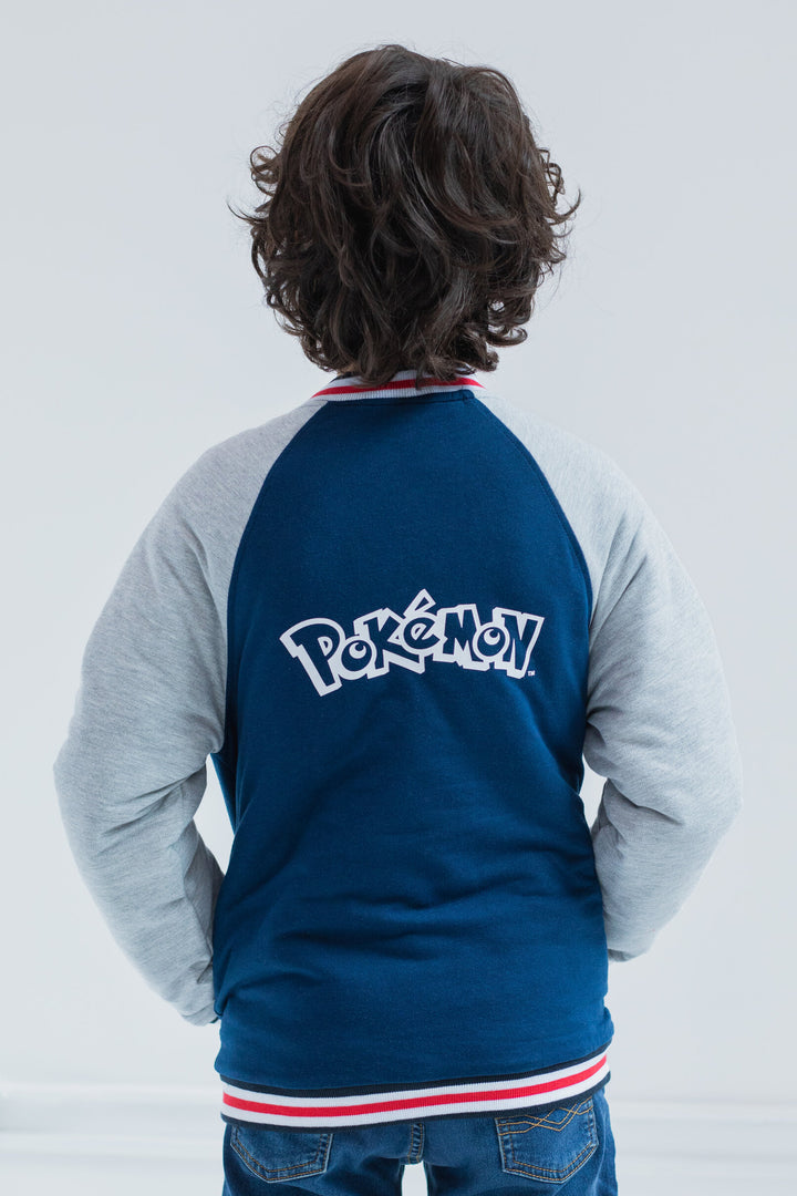 Pokemon French Terry Zip Up Varsity Bomber Jacket