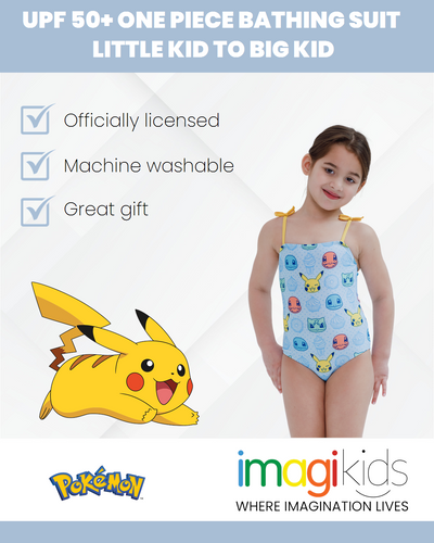 Pokemon Girls UPF 50+ One Piece Bathing Suit Little Kid to Big Kid