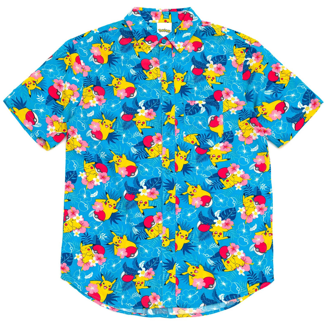 pokemon dress shirt Pokemon Pikachu Matching Family Hawaiian Button Down Dress Shirt Adult