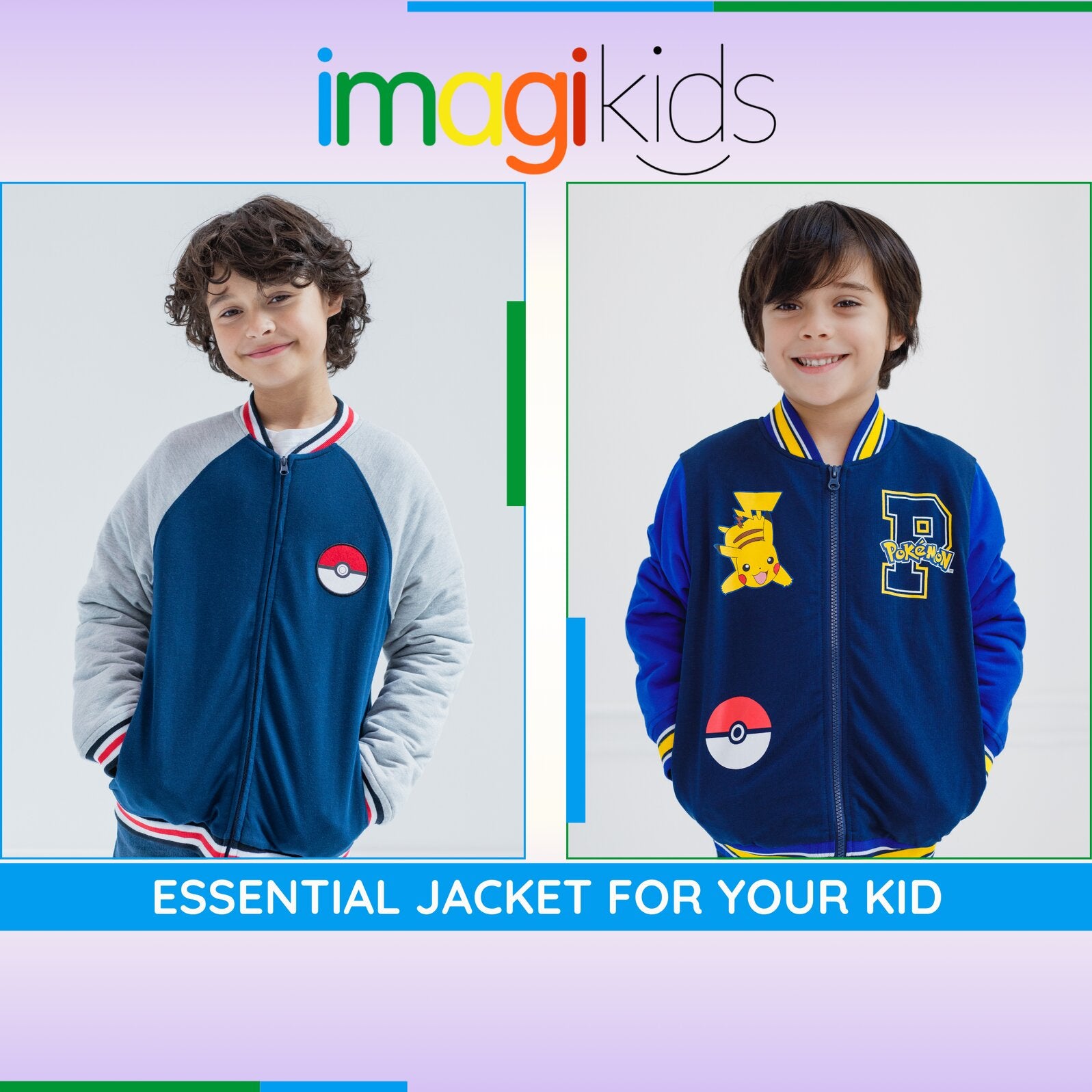 Pokemon Pikachu French Terry Varsity Zip Up Bomber Jacket – imagikids