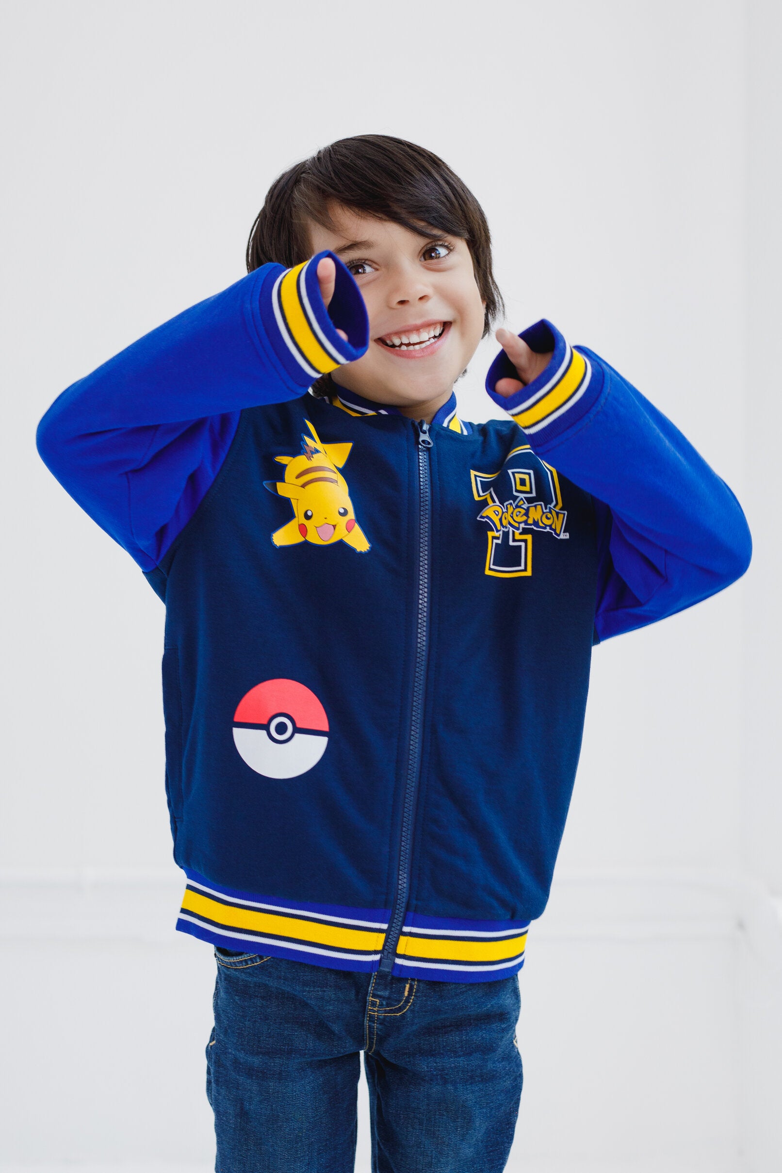 Pokemon Pikachu French Terry Varsity Zip Up Bomber Jacket – imagikids