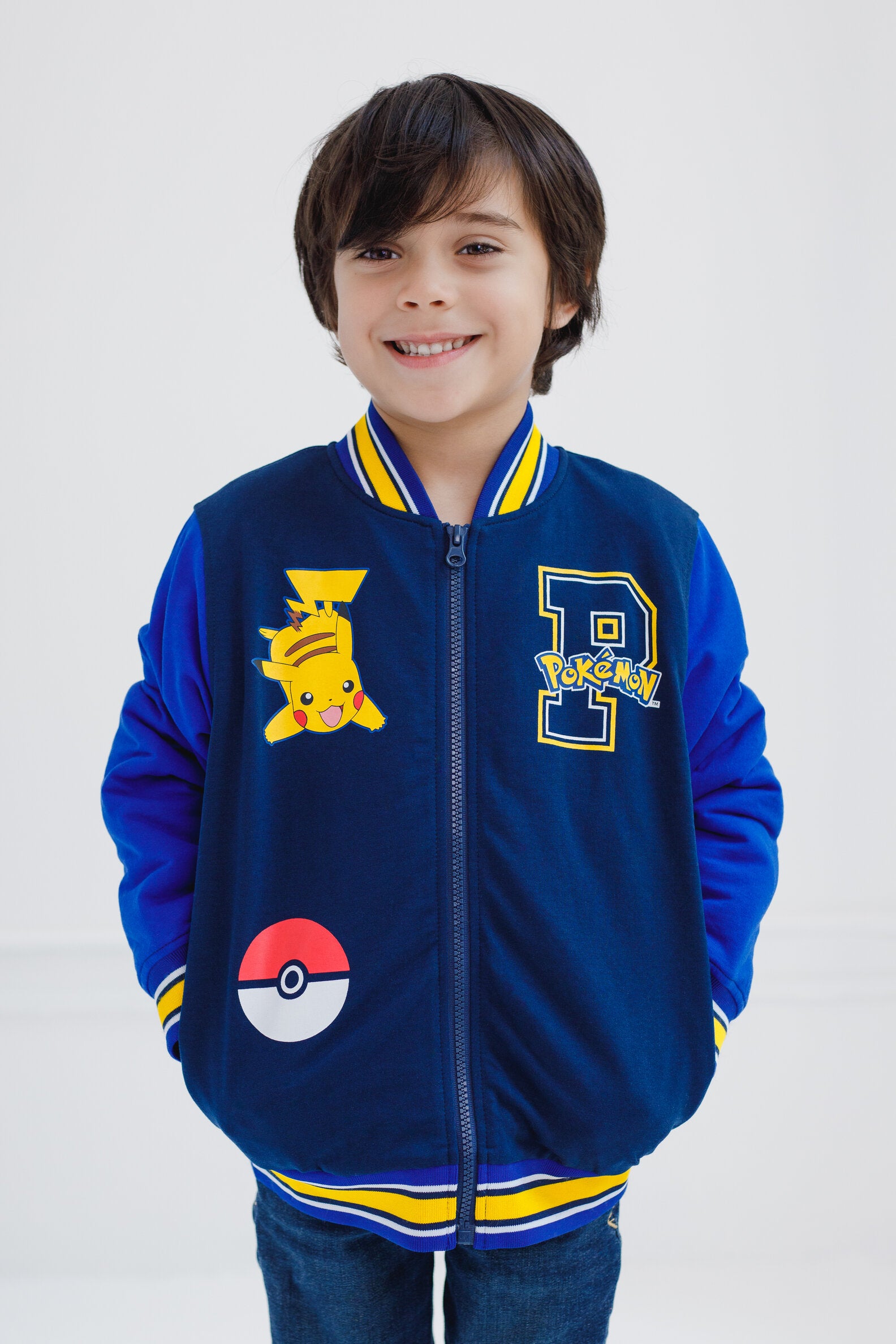 Pokemon Pikachu French Terry Varsity Zip Up Bomber Jacket – imagikids