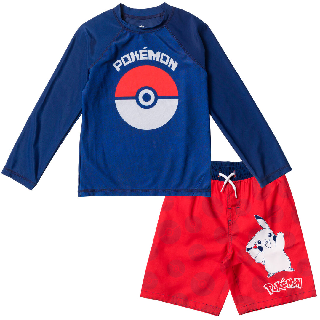 Pokemon Pikachu Rash Guard and Swim Trunks