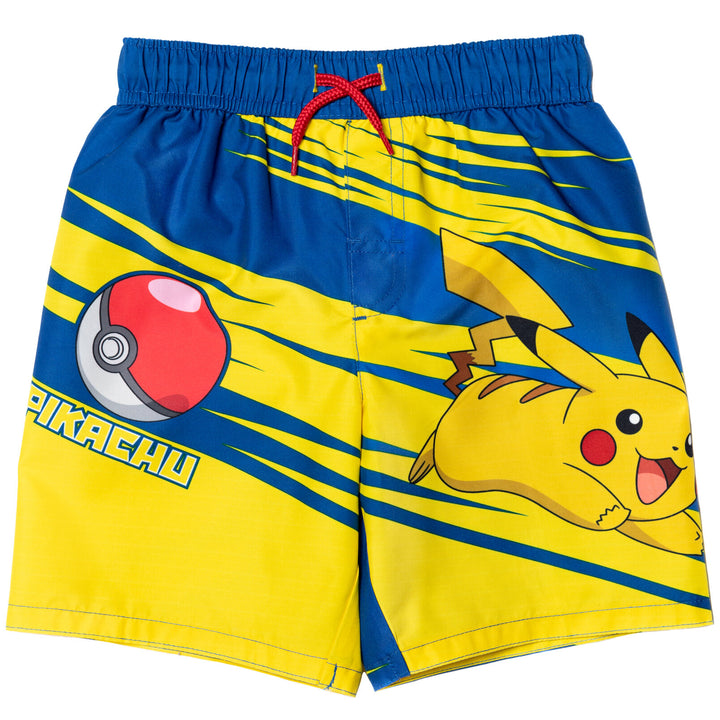 Pokemon Pikachu UPF 50+ Rash Guard Swim Trunks Outfit Set