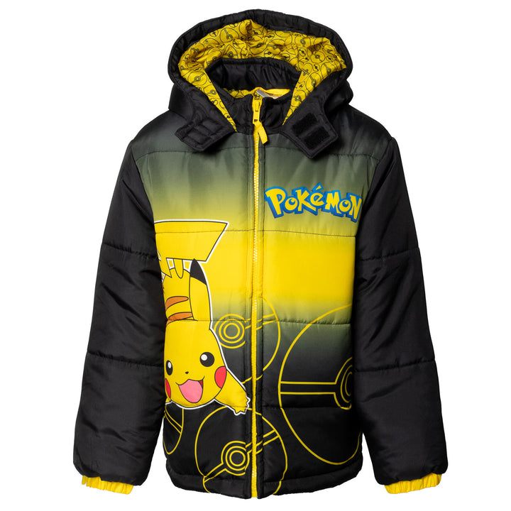 Pokemon Pikachu Zip Up Winter Coat Puffer Jacket