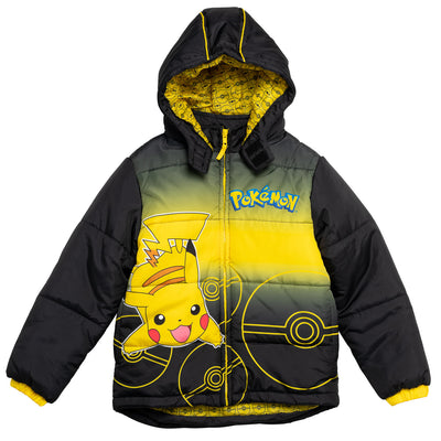 Pokemon Pikachu Zip Up Winter Coat Puffer Jacket