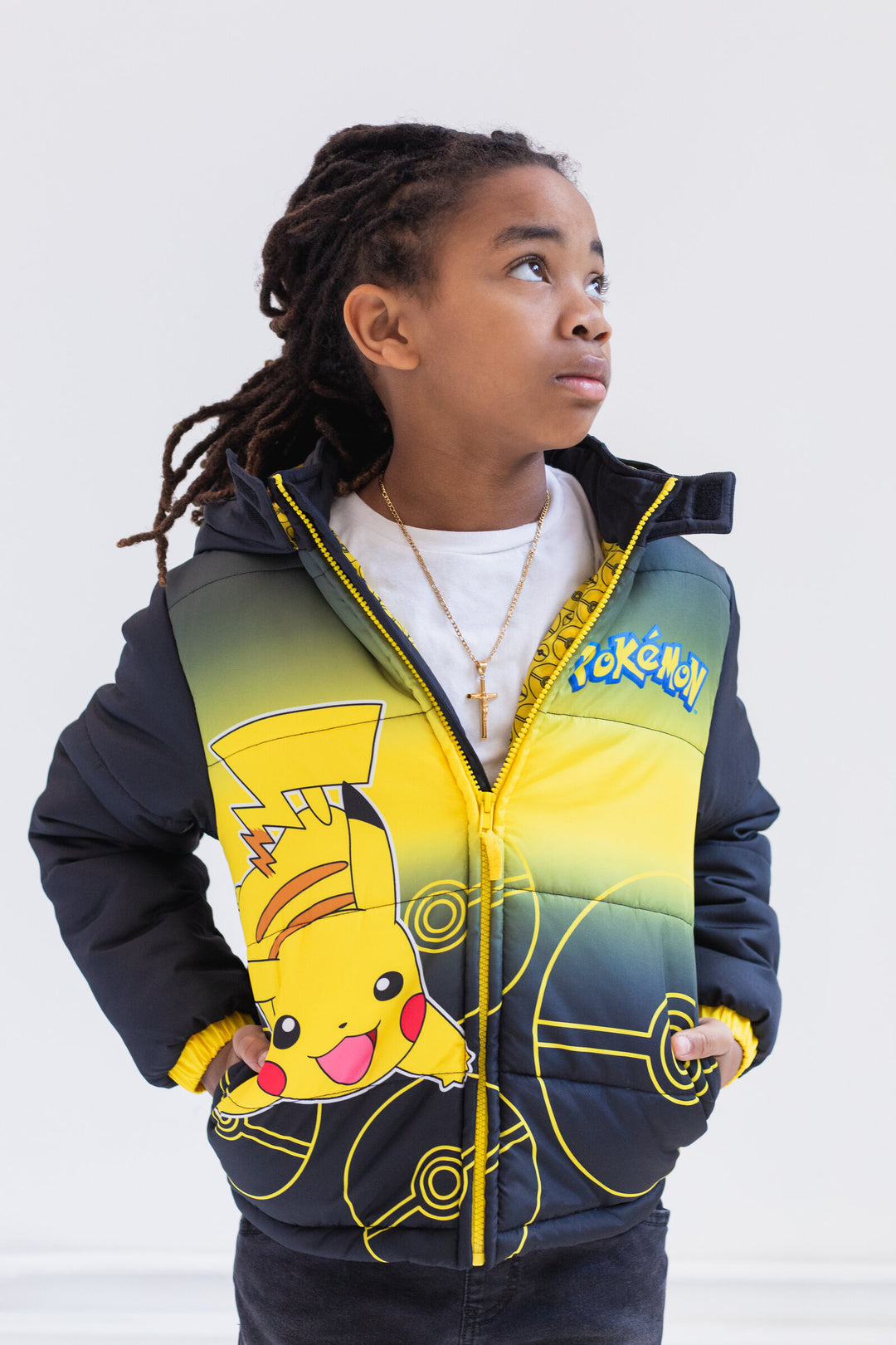 Pokemon Pikachu Zip Up Winter Coat Puffer Jacket