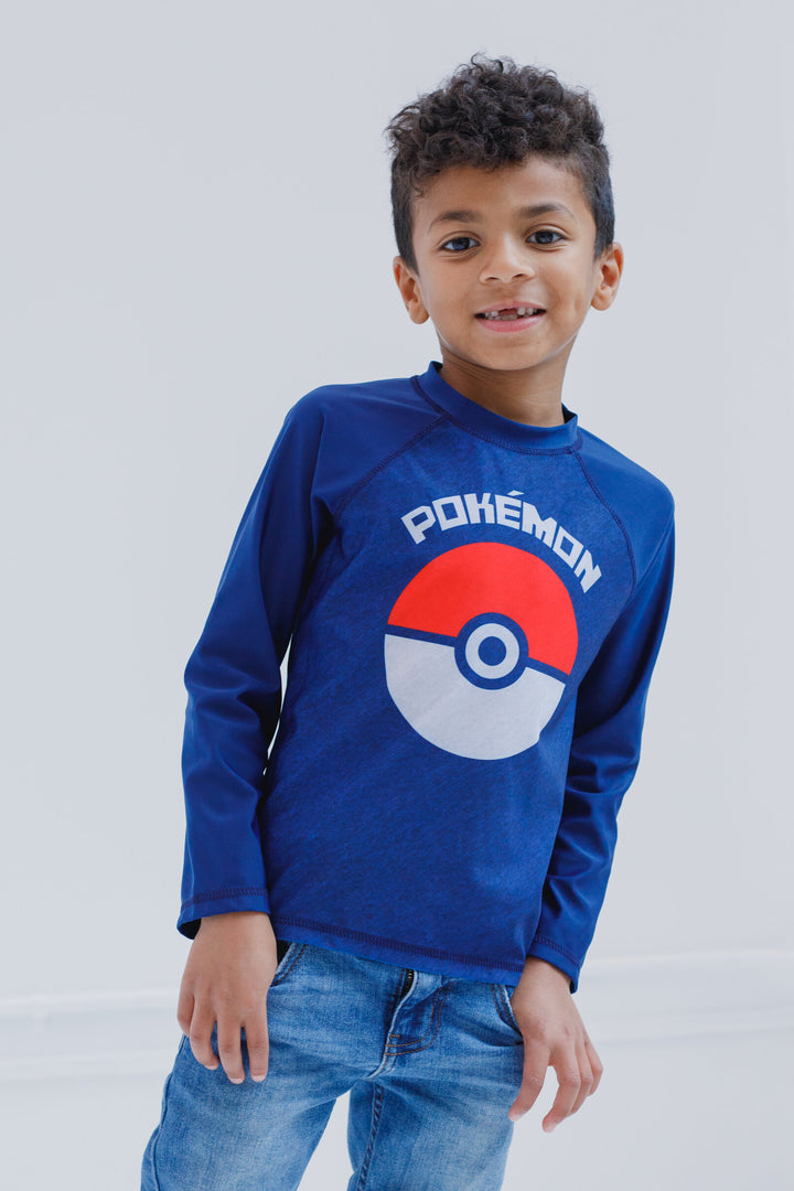 Pokemon UPF 50+ Rash Guard Swim Shirt