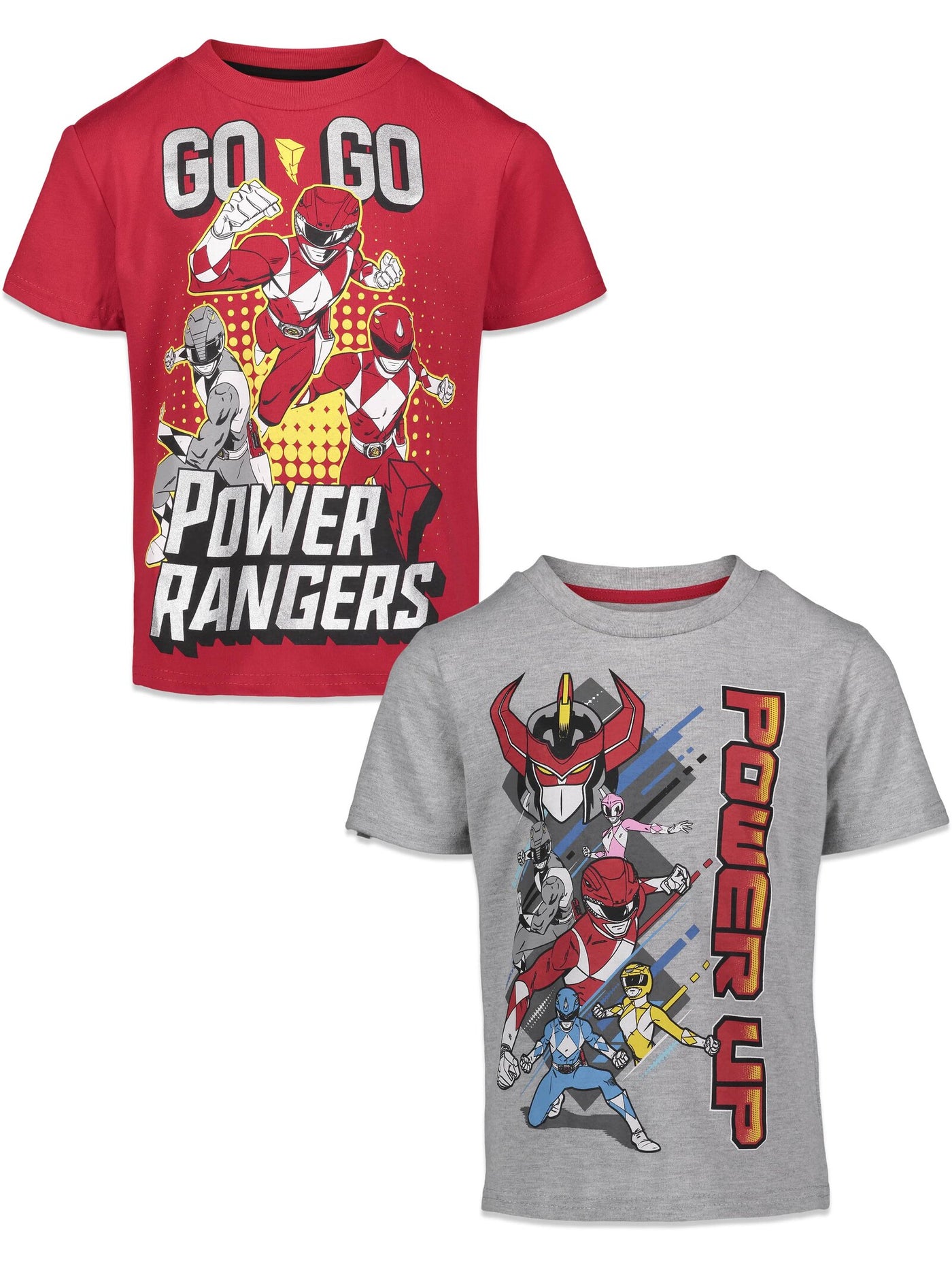 Power Rangers Red Ranger Zach Blue Ranger Megazord Pack de 2 camisetas para niños pequeños a niños pequeños