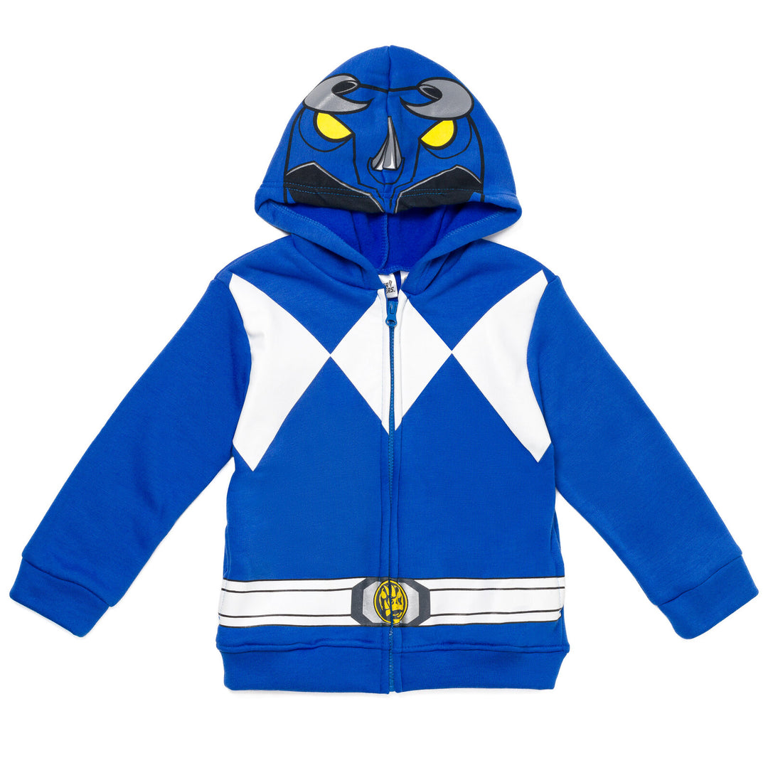 Power Rangers Blue Ranger Fleece Zip Up Cosplay Hoodie