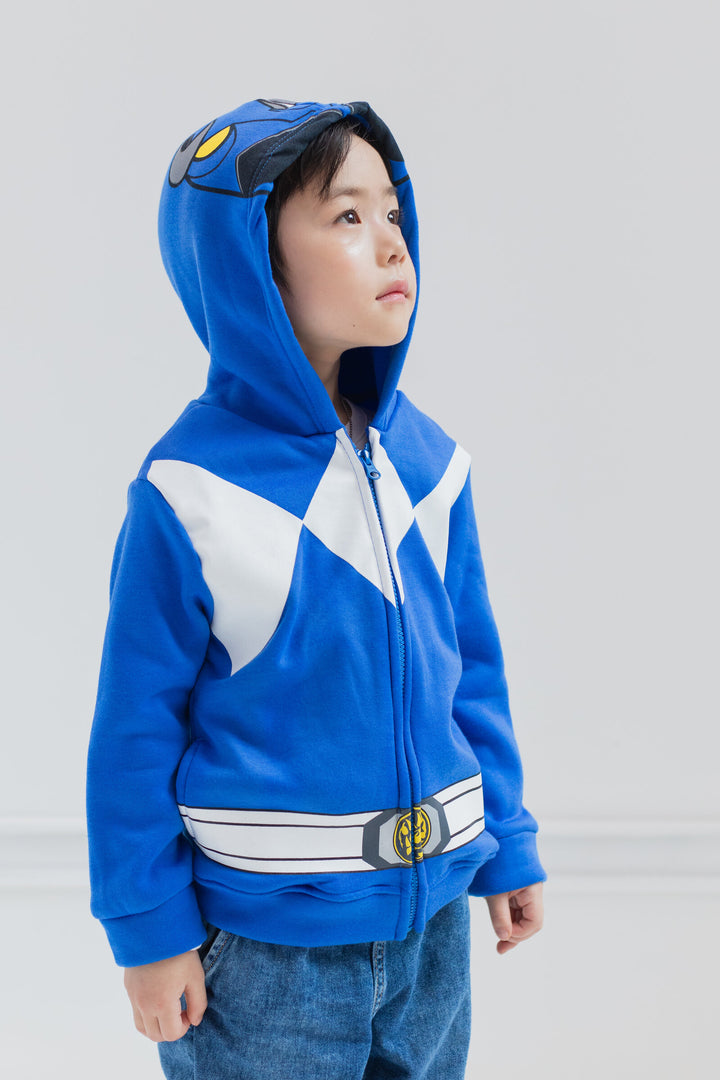 Power Rangers Blue Ranger Fleece Zip Up Cosplay Hoodie