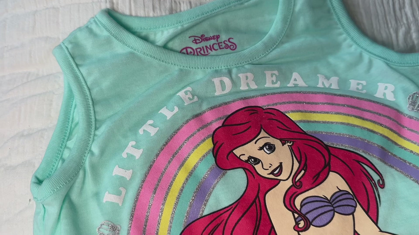 Princess Ariel Tunic Crossover Sleeve Less Graphic T-Shirt & Shorts Set