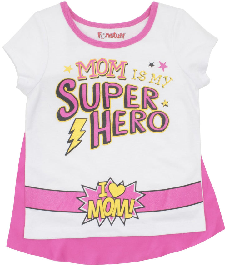 Funstuff Mothers Day Super Hero Mom Caped Graphic T-Shirt & Cape Set