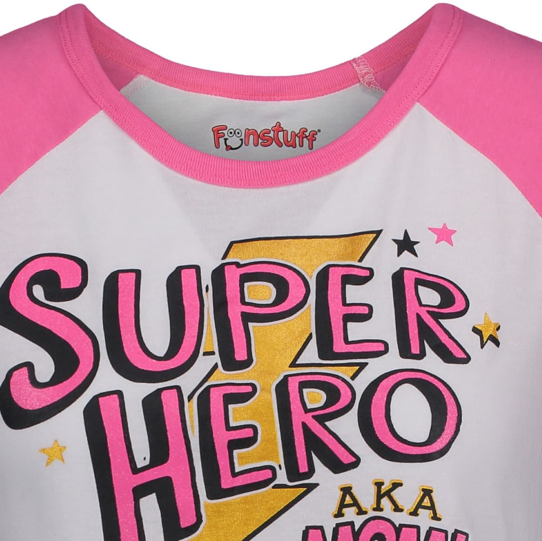 Funstuff Mothers Day Super Hero Mom Caped Graphic T-Shirt & Cape Set