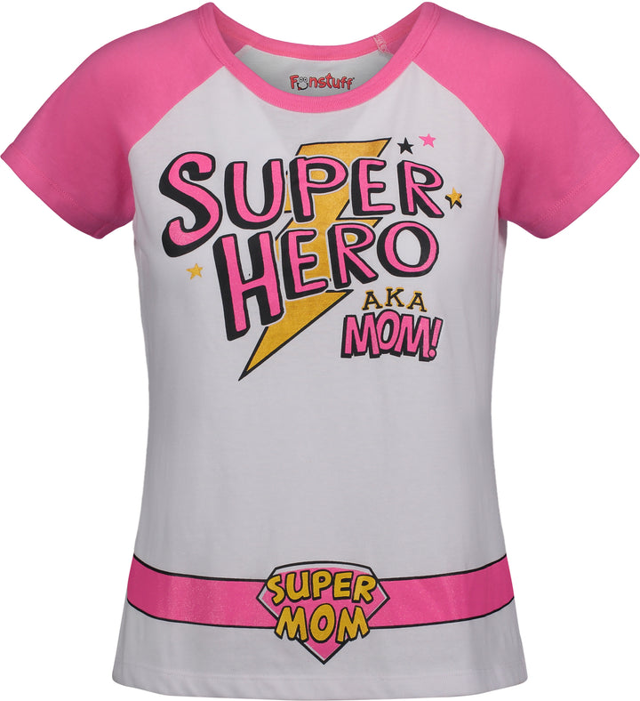 Funstuff Mothers Day Super Hero Mom Caped Graphic T-Shirt & Cape Set