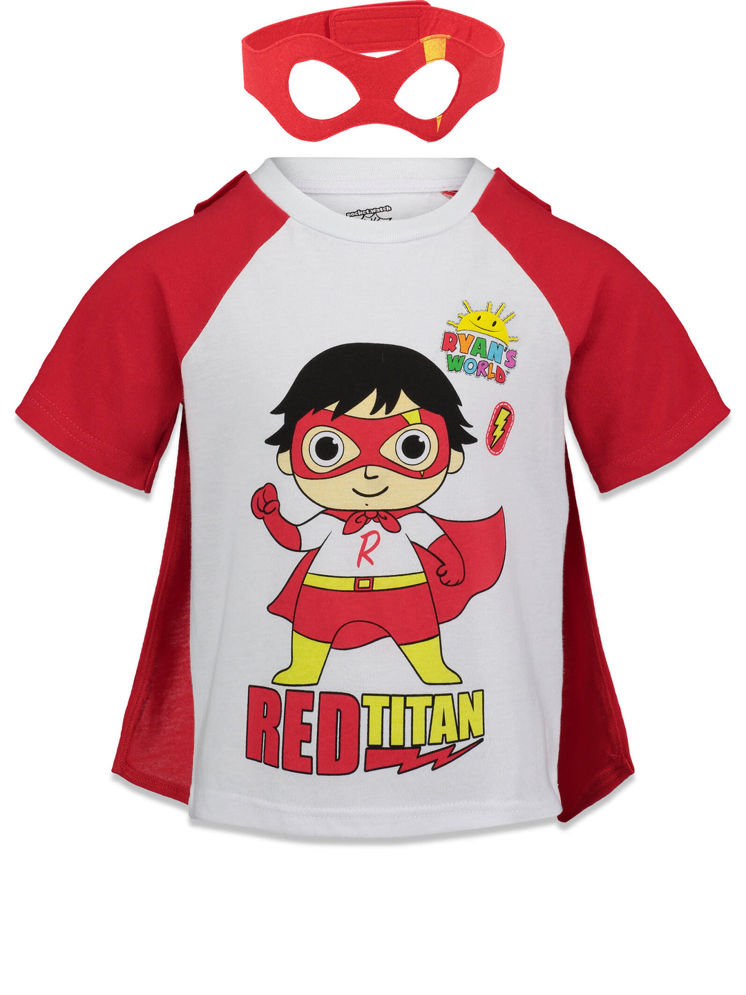 RYANS WORLD Red Titan Superhero Conjunto de 3 piezas: Camiseta Cape Mask