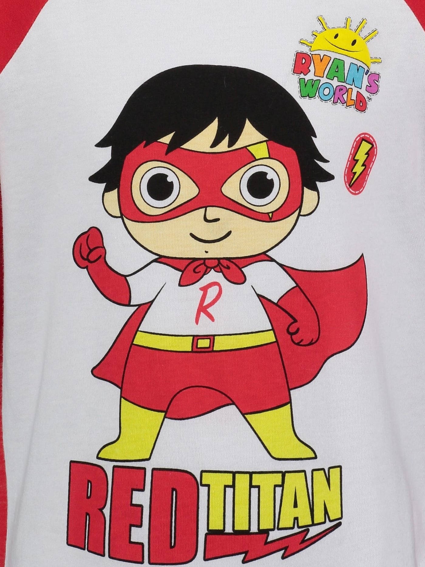RYANS WORLD Red Titan Superhero 3 Piece Outfit Set: T-Shirt Cape Mask