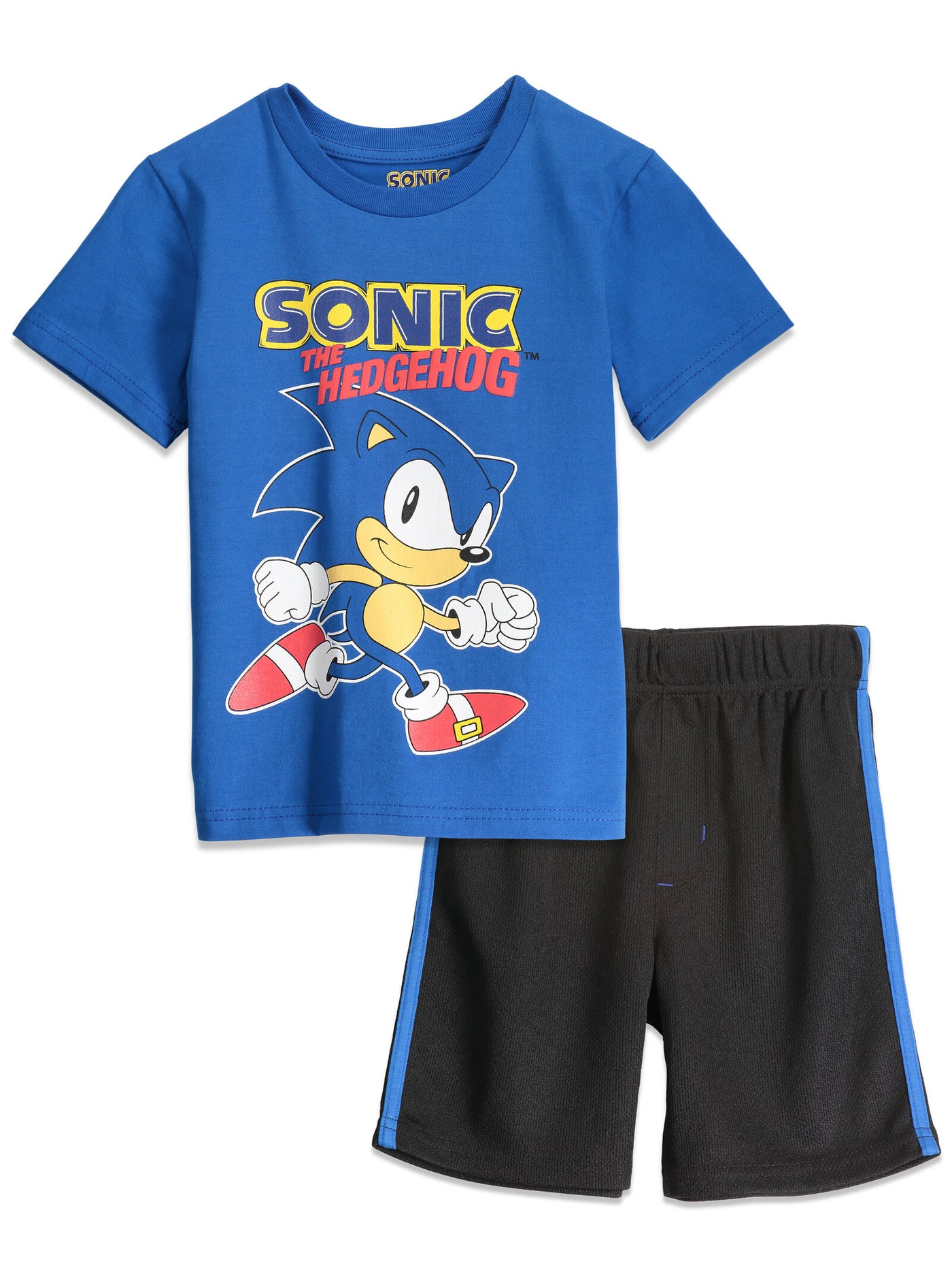 SEGA Sonic The Hedgehog Athletic Pullover camiseta conjunto de pantalones cortos de malla