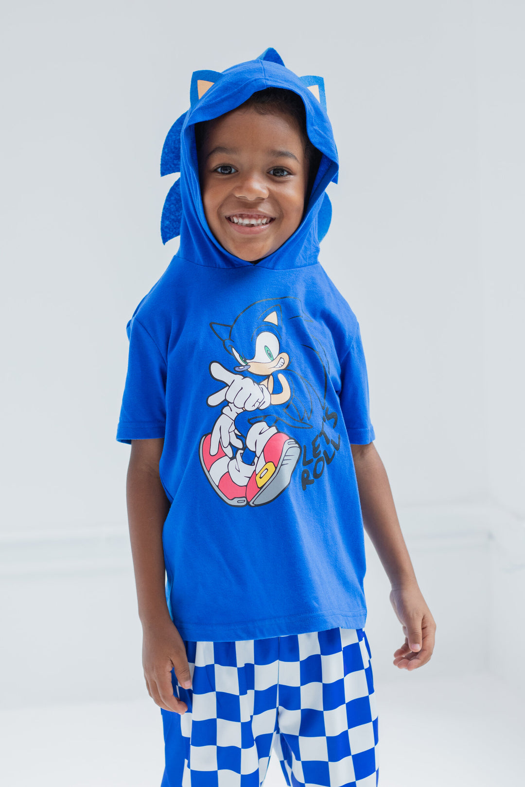 SEGA Sonic The Hedgehog - Conjunto de camiseta y pantalones cortos de malla para cosplay