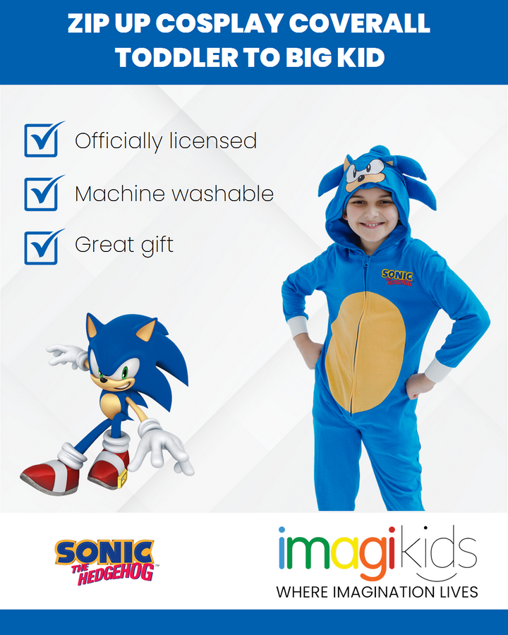 SEGA Sonic the Hedgehog Zip Up Cosplay Coverall