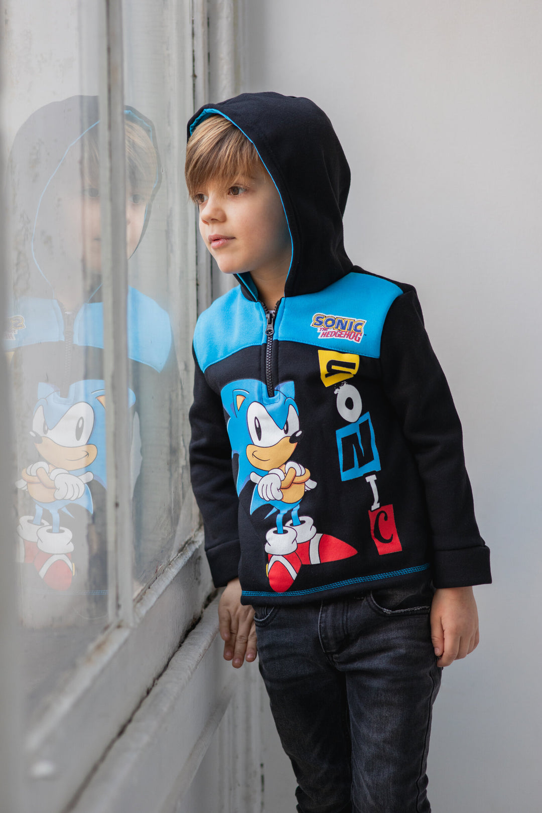 SEGA Sonic The Hedgehog Sudadera con media cremallera de forro polar