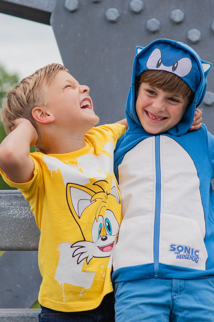 SEGA Sonic The Hedgehog Fleece Zip Up Disfraz Sudadera con capucha para niños pequeños a niños grandes