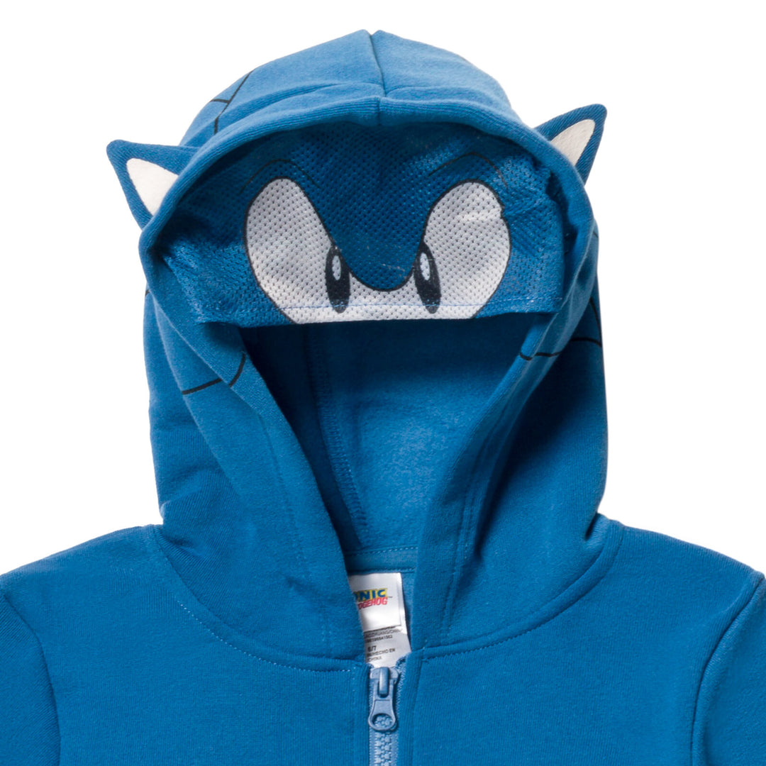 SEGA Sonic The Hedgehog Fleece Zip Up Disfraz Sudadera con capucha para niños pequeños a niños grandes