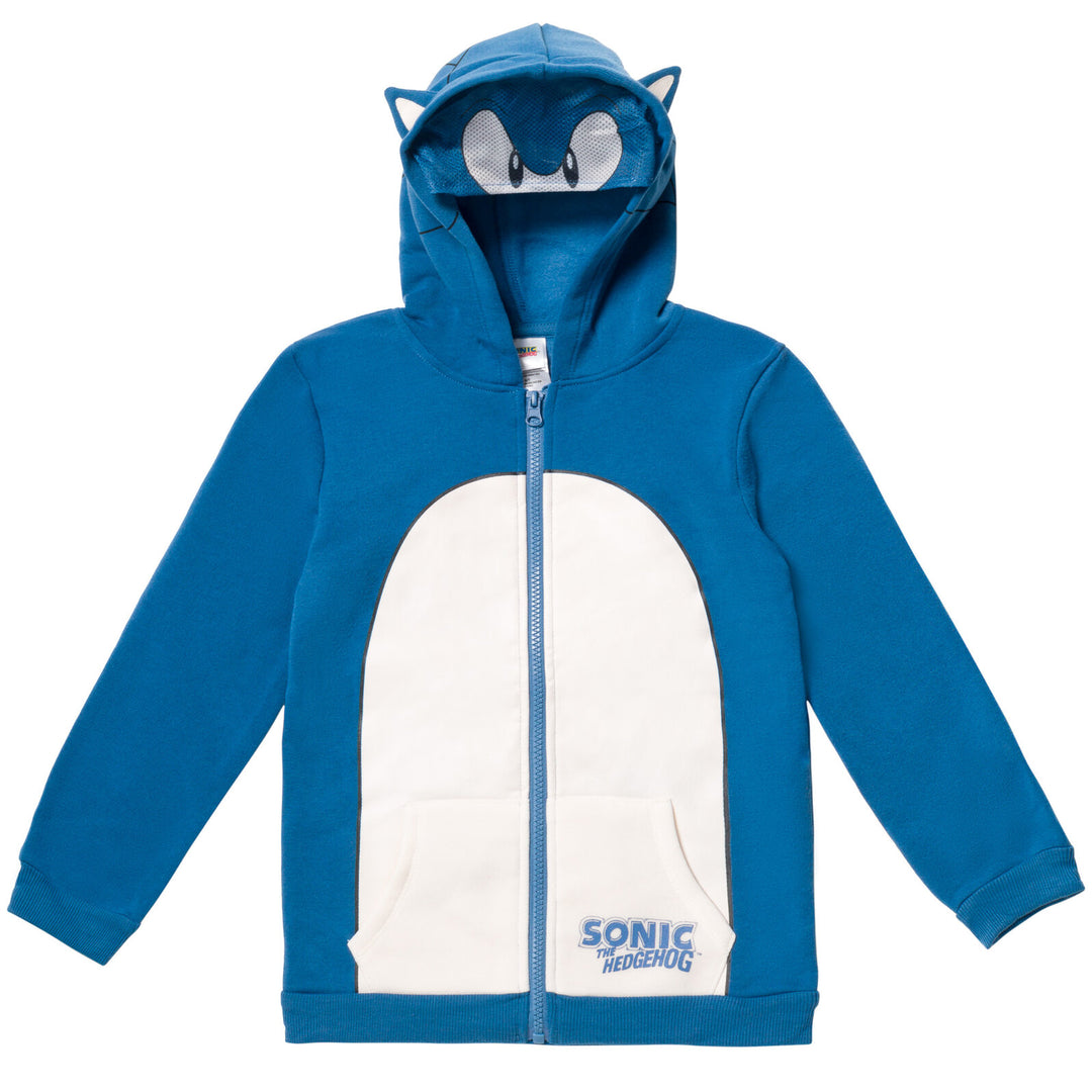 SEGA Sonic The Hedgehog Fleece Zip Up Disfraz Sudadera con capucha para niños pequeños a niños grandes