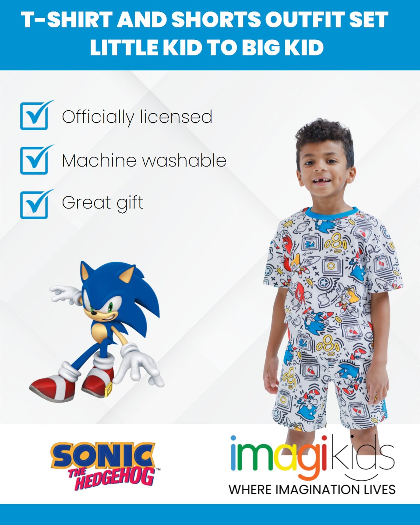 SEGA Sonic the Hedgehog French Terry T-Shirt and Bike Shorts Outfit Set