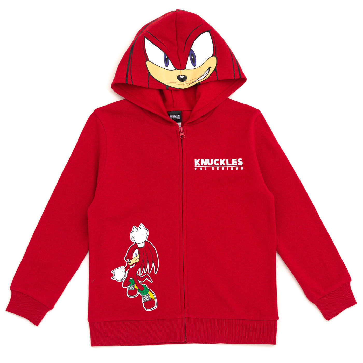 SEGA Sonic the Hedgehog Knuckles Fleece Zip Up Hoodie