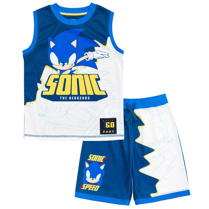 SEGA Sonic the Hedgehog Mesh Athletic Tank Top Shorts Outfit Set