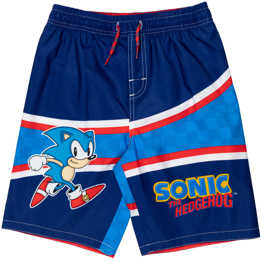 SEGA Sonic the Hedgehog Pullover Rash Guard and Swim Trunks Outfit Set