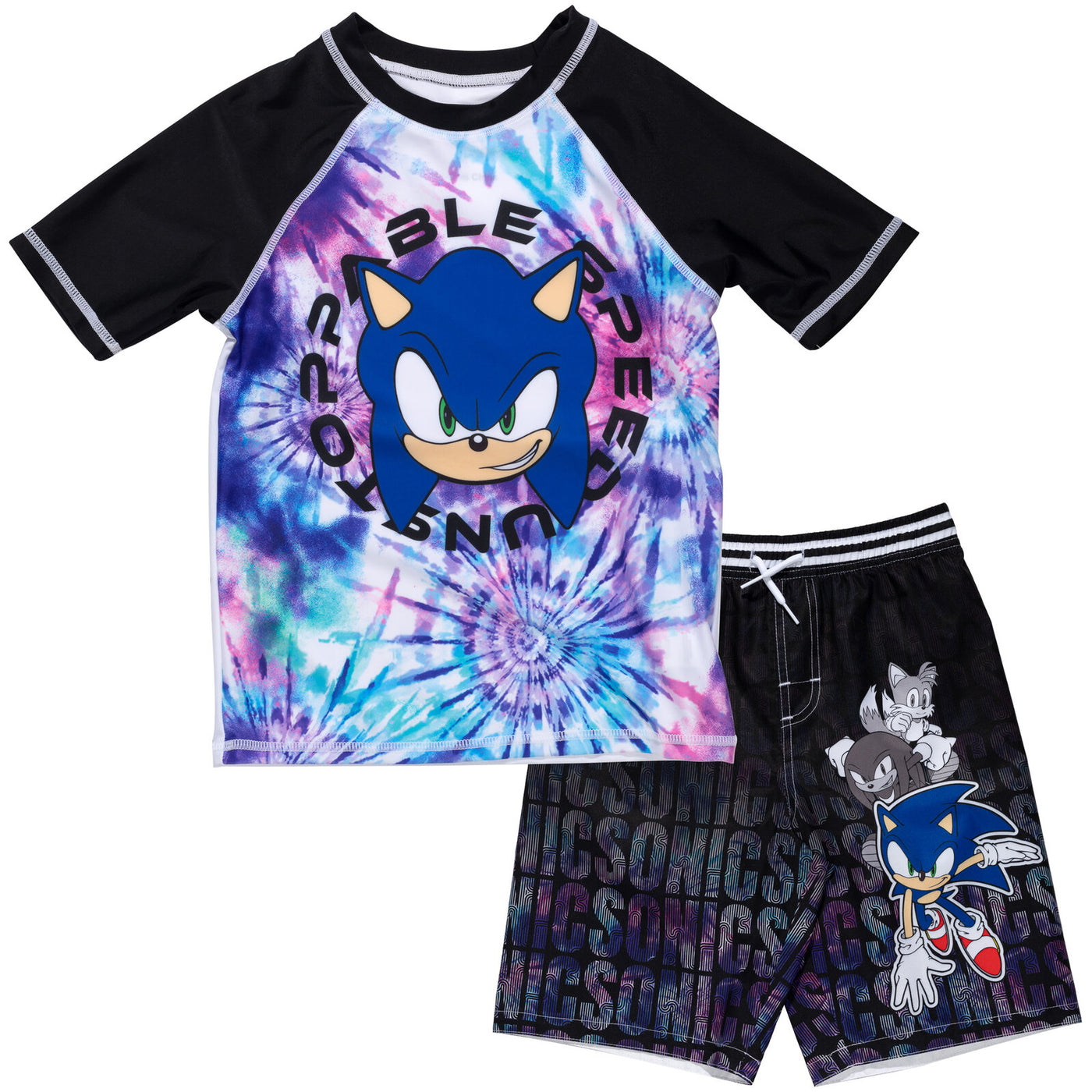 SEGA Sonic the Hedgehog Pullover Rash Guard and Swim Trunks Outfit Set