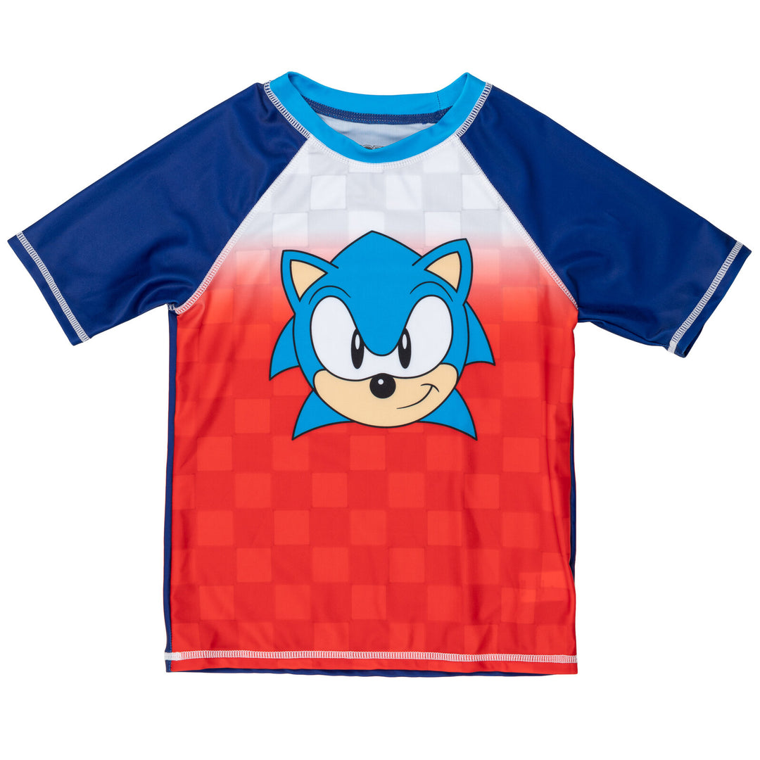 SEGA Sonic the Hedgehog Pullover Rash Guard and Swim Trunks Outfit Set