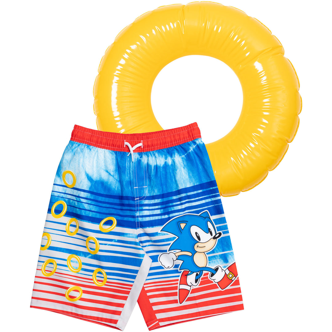Sonic The Hedgehog Maillot De Bain Tout-en-Un Garçon UPF40 - Protection Soleil Manches Courtes