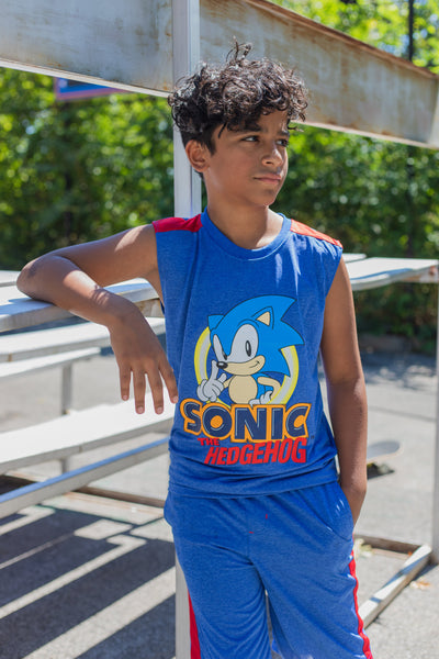 SEGA Sonic The Hedgehog T-Shirt Tank Top and Shorts 3 Piece Outfit Set