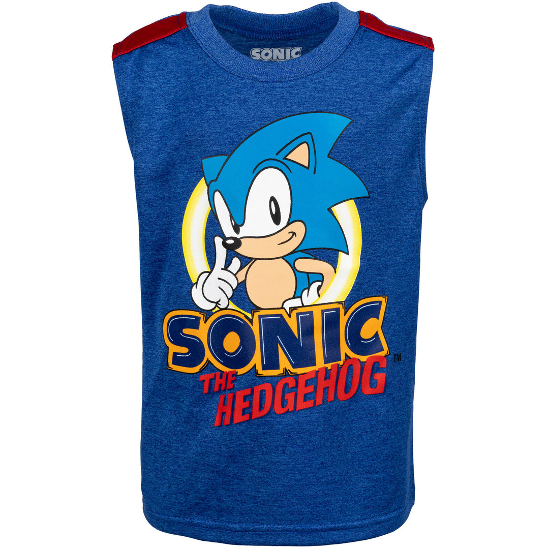 SEGA Sonic The Hedgehog T-Shirt Tank Top and Shorts 3 Piece Outfit Set