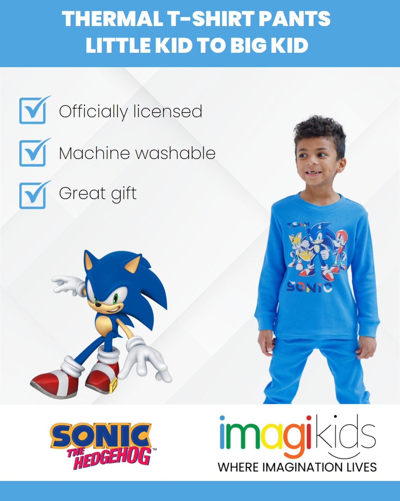 SEGA Sonic the Hedgehog Tails Knuckles Thermal T-Shirt Pants