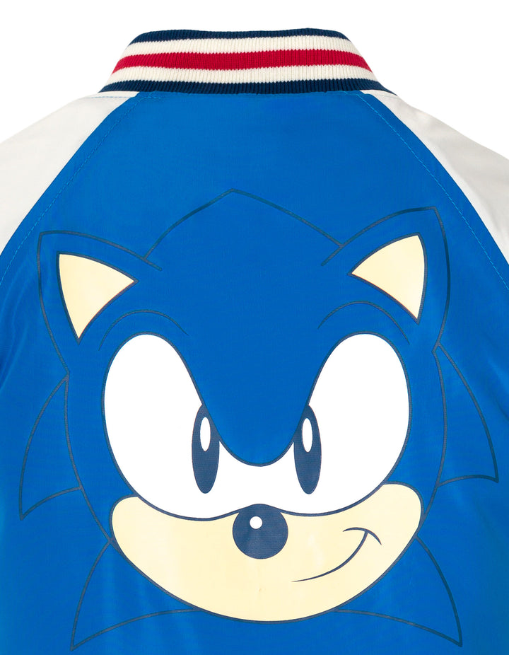 SEGA Sonic the Hedgehog Zip Up Varsity Bomber Jacket